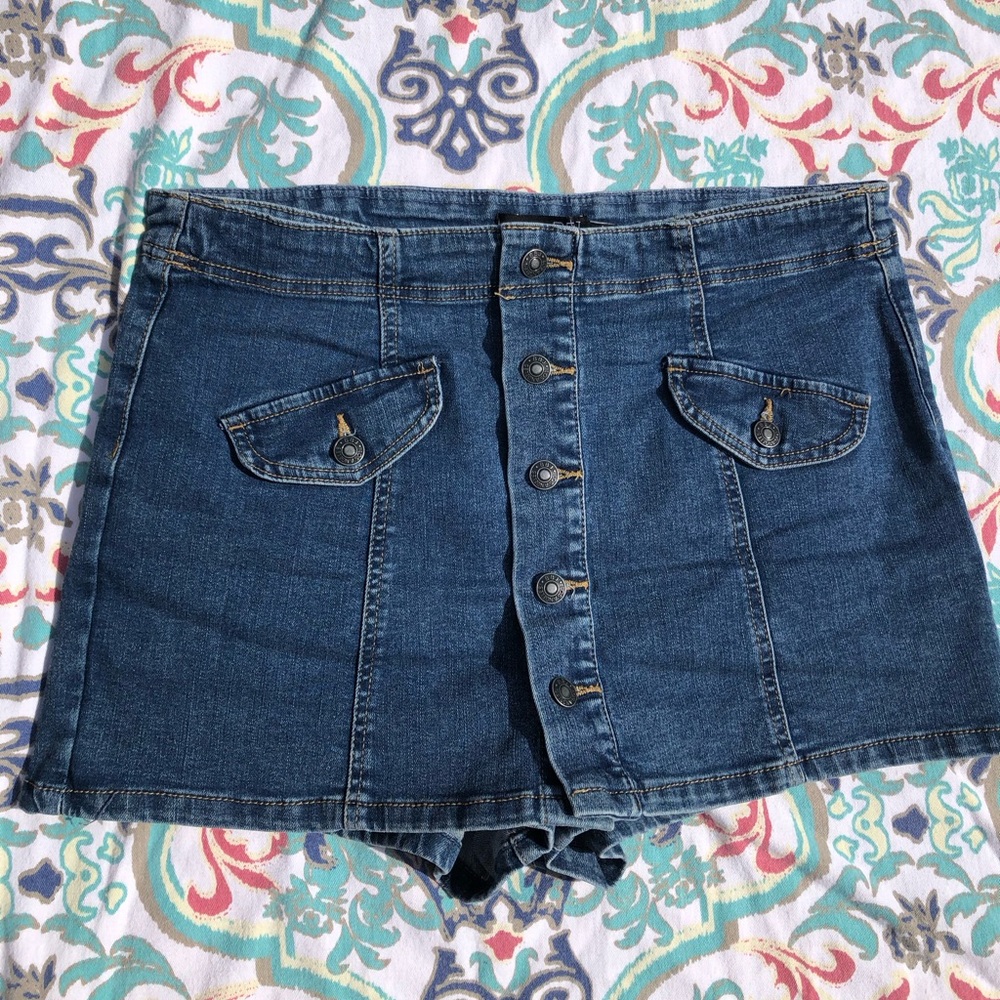 Large Denim Button Skort